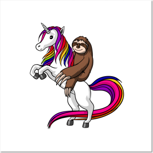 Sloth Riding Unicorn Posters and Art